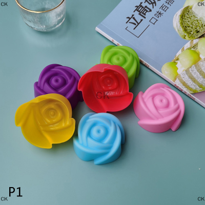 CK แม่พิมพ์เค้กซิลิโคนมัฟฟิน6ชิ้นถ้วยคัพเค้กรูปดอกไม้ใช้ซ้ำได้