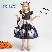 MQATZ Quần Áo Trẻ Em Halloween Váy Hóa Trang Tay Bay Màu Đen Cho Bé Gái