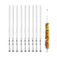 10Pcs Barbecue Sign Stainless Steel Flat Sign Lamb Kebab Skewers Steel Sign Outdoor Barbecue Accessories Roasting Needle