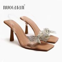 2023 Woman Butterfly Heeled Sandals Womens Sandals Summer Transparent High Heels Sandals Elegant Stiletto Slingback Shoes