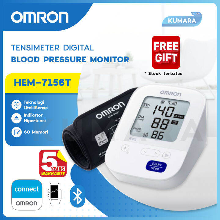 OMRON Tensimeter Digital HEM 7156T / Blood Pressure Monitor + Bluetooth Lazada Indonesia
