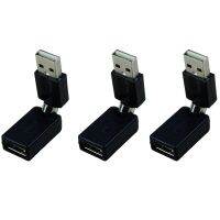 3X Black USB 2.0 Male to USB Female 360 Degree Rotation Angle Extension Adapter