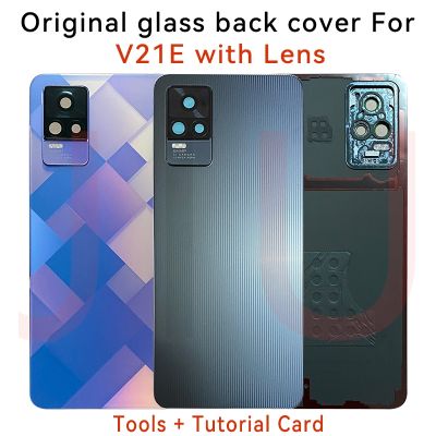 New For Vivo V21e Y73 Back Glass Battery Cover Original For v21e Rear Door Housing Case With Adhesive