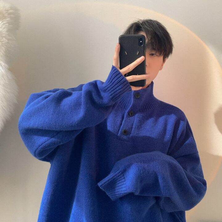 hnf531-yipinyouyou-simple-youth-popular-เสื้อแขนยาวใหม่อินเทรนด์-pullover-ผู้ชายสบายๆสีทึบ-stand-collar-ถัก-men
