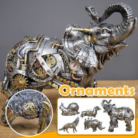 Mechanical Punk Dog Figure Resin Crafts Steampunk Bulldog Dog Resin Statue Desktop Window Decoration Home Study Ornaments