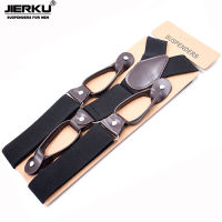 JIERKU ปุ่ม Suspenders หนัง Mans Braces Suspensorio กางเกงแฟชั่นสายคล้องพ่อ/สามีของขวัญ 3.5*120 ซม.KYBD001-VXCB MALL