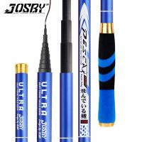 JOSBY เบ็ดตกปลาเบ็ดไฟเบอร์คาร์บอนเบ็ดตกปลาแบบยืดหดได้สีฟ้าส้ม3.6ม. 4.5ม. 5.4ม. 6.3ม. 7.2ม. อุปกรณ์ตกแต่งสายน้ำจืด