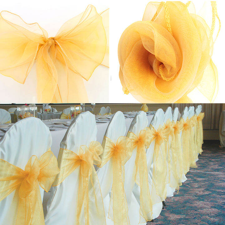 เก้าอี้โบว์ปกโบว์1ชิ้น-organza-ตกแต่งงานแต่งงานเก้าอี้ผ้าคาดเอววงเก้าอี้เข็มขัดผูกสำหรับงานแต่งงานพรรคโรงแรมจัดเลี้ยงตกแต่ง