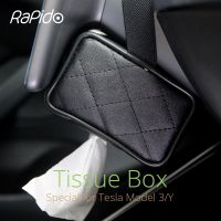 ❏☼ Car Tissue Box Cover Napkin Paper Holder Hidden Organizer Case for Tesla Model 3/Y Center Console Screen PU Leather