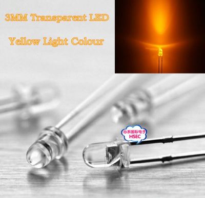 Free shipping 1000pcs 3mm Transparent Round  LED Yellow light Colour LED emitting diode / F3  LED  Yellow Colour Electrical Circuitry Parts