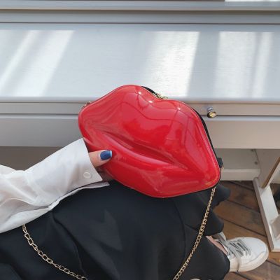 Lips Shape PVC Handbags Women Zipper Shoulder Bag Crossbody Messenger Phone Coin Bag Evening Party Clutches Bolsas Feminina Saco