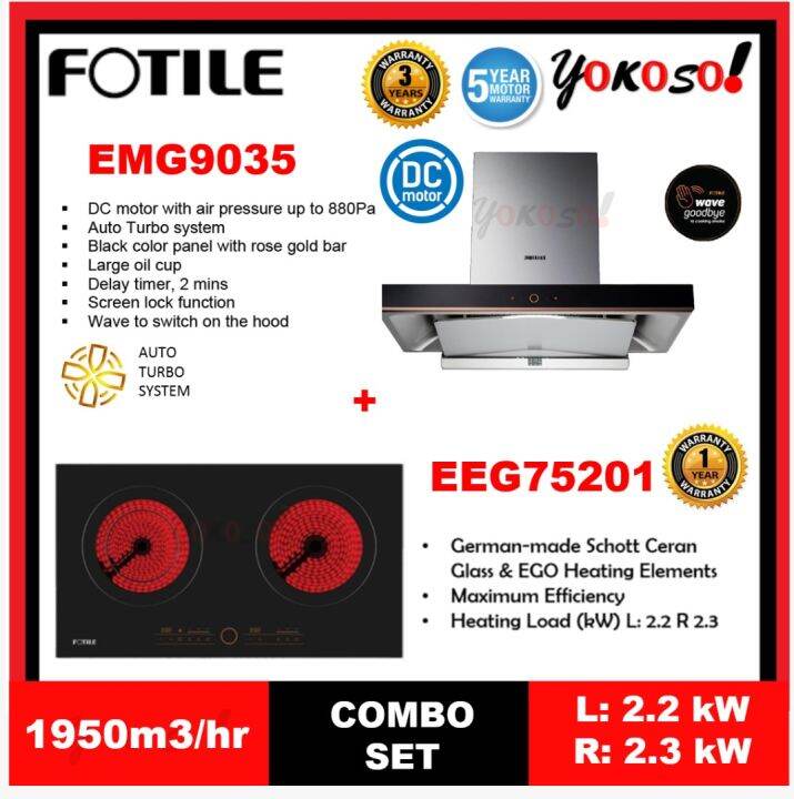 [FOR KLANG VALLEY ONLY] Fotile Hood EMG9035 and Electric Hobs EEG75201