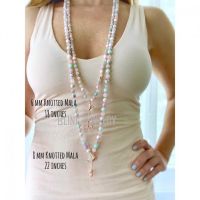 MN35018 Love Goddess 108 Mala Necklace Rose Quartz Moonstone Emerald Mala Beads Mala Necklace Yoga Gift