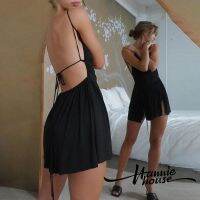 №✑❈  Hannie-Women Adjustable Strap Backless Low Cut Neckline Summer Dress