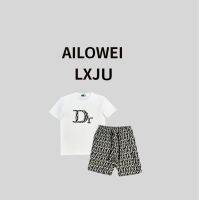 【July hot】 2023 new D letter printing male and female couples with the same style t loose casual short-sleeved fashion suit pure