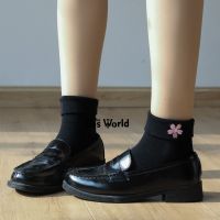 【LZ】▧  Japonês menina primavera outono sakura bordado socklet meados de bezerro meias para jk escola uniforme roupas estudante