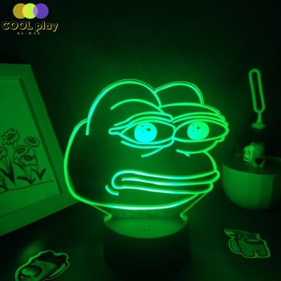◐✧✇ Cute Animal Sad Frog Pepe Feels Bad Good Man 3D LED Neon Lamps RGB Night Lights Colorful Gift For Kids Child Bedroom Table Decor
