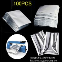 HAXW689429อุปกรณ์ทำครัวที่ใช้ในครัวเรือน Saran Wrap Silver กระเป๋าเก็บของถุงเก็บความร้อนยาขอบสุญญากาศถุงฟอยล์อลูมิเนียม100ชิ้น