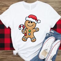 【cw】 Gingerbread WearingHats FashionChristmas Print ClothesFemale Tshirts Top T Shirt Ladies Tee Women 【hot】