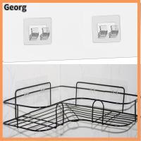 GEORG 10 Pcs พลาสติกทำจากพลาสติก ตะขอติดผนัง โปร่งใสโปร่งใส ทนทานต่อการใช้งาน ตะขอกาวใส ง่ายต่อการใช้ ไม่มีการเจาะ ตะขอติดฝักบัว ที่วางสบู่