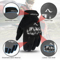 ARCFOX ถุงมือมอเตอร์ไซค์ตาข่ายผู้ชายระบายอากาศได้ Racing Moto Touch Screen Bike Cycling Motocross s ull Finger Protection