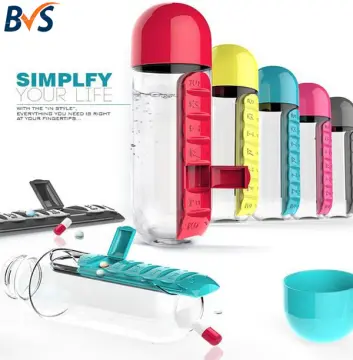 1Pc Creative Water Bottle With Daily Pill Box, Medicine Storage