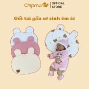 Gối tai gấu lót đầu bé sơ sinh trần bông cao cấp CHIPMUNK vỏ tháo rời