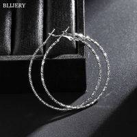 BLIJERY Shiny Silver Color Hoop Earrings for Women Girl Starry Style Circle Earrings Aros Party Jewelry Gifts Boucles doreilles