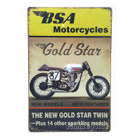 ป้ายสังกะสีวินเทจ BSA Motorcycles Gold Star, ขนาด 20x30 ซม