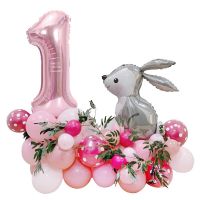 Grey Easter Cartoon Rabbit Balloon Pink 40inch Number Ballon Bunny Easter Baloon Happy Birthday Party Decor Kids Girl Foil Balon Balloons