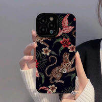 เคสโทรศัพท์ลายเสือดาวสำหรับ iPhone 14/13/12/11 Pro Max 12 13 Mini 6 6S 7 8 Plus X XR XS Max เคสโทรศัพท์แบบนิ่มกันกระแทกแฟชั่นที่สร้างสรรค์กรอบโทรศัพท์ผิวสัมผัสหนังพร้อมเลนส์คลุมทั้งหมดฝาครอบป้องกันกล้อง