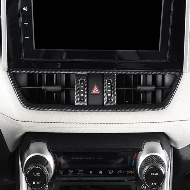 front-center-air-condition-vent-outlet-frame-cover-trim-for-toyota-rav4-2019-2022-interior-accessories-abs-carbon-fiber