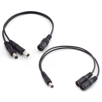 【YF】 5.5mm 2.1mm 1 Female to 2 male way Male DC Power Splitter connector Plug extension Cable for CCTV LED strip light Supply adapter