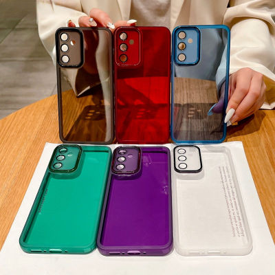 เคส Samsung Galaxy A54 A34 A24 4G สีลูกอม A33 A53 A14 5G กรอบด้านซิลิโคนอ่อนชัดเจนฝาครอบปกป้องกล้องโทรศัพท์