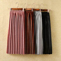 Girls Velvet Pleated Long Skirt Spring Autumn New Childrens Cotton Casual Loose Elastic Waist Skirts WT773