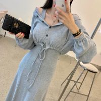 Matakawa Dress Sets Korean Autumn Hooded Long Sleeve Loose Sweatshirts + Spaghetti Strap Vest Casual Dress Two Piece Set Women