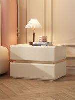 △☑✐ All solid bedside table simple and modern installation-free style bedroom leather light luxury storage cabinet