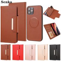 Leather Case for iPhone 14 13 12 Mini 11 Pro Max XS XR 6 7 8 Plus Case Cute Flip Wallet Phone Bag Magnetic 2in1 Detachable Cover