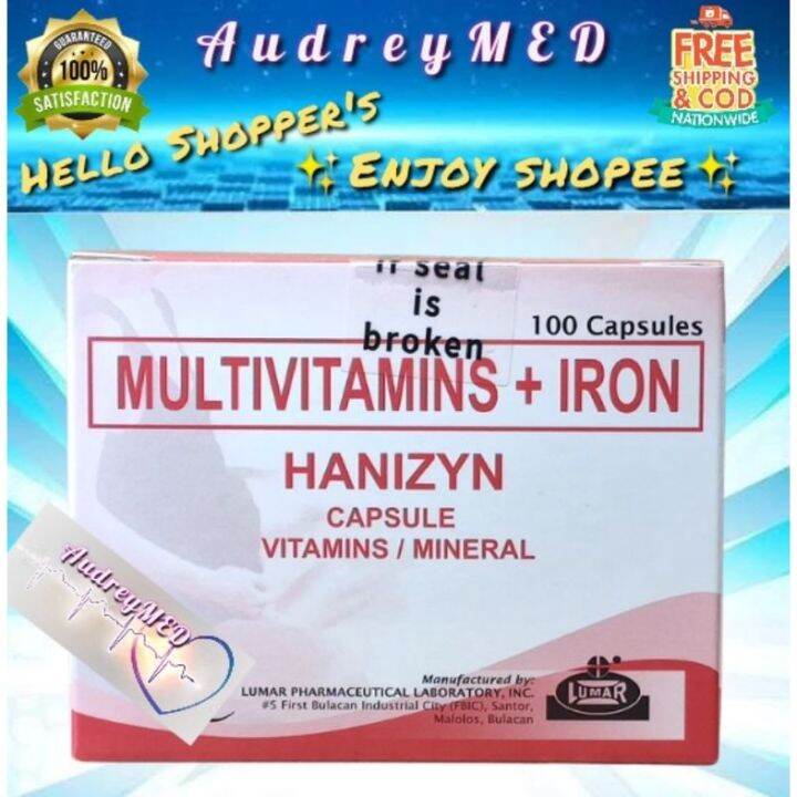 HANIZYN (MULTIVITAMIN + IRON 100 CAPSULES) Lazada PH