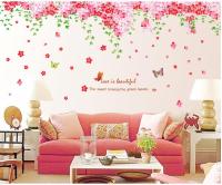 2pcs Cherry Branch Flower Peach Blossom Sakura Wall Sticker Home Decal Wall Decal Home Decortaion Wallpaper Wedding Room Bedroom