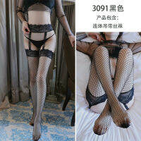 2023 Hot Long Night Sexy Stockings Sexy Transparent Temptation Set Lace Jumpsuit Suspender Stockings Mesh Stockings Generation Hair 3091