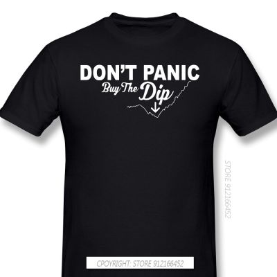 DonT Panic Buy The Dip Cloth Print Oversize T-Shirt Bitcoin Cryptocurrency Dogecoin For Men Fashion Streetwear