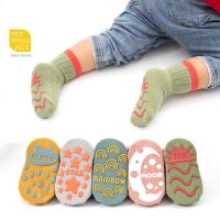 ✼✵  3 Pairs/lot Childrens Socks Solid Striped Spring Boy Rubber Anti Slip Newborn Baby Floor Socks Cotton Infant Socks For Girls