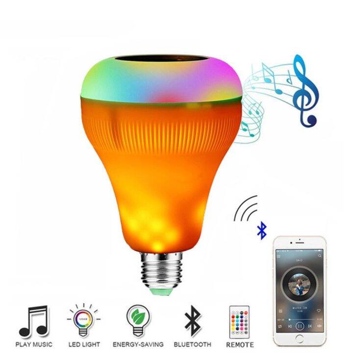 โปรโมชั่น-หลอดไฟลำโพงบูลทูธ-โคมไฟ-led-bluetooth-music-bulb-speaker-เปลี่ยนได้หลากสี-มาพร้อมรีโมท-และขั้วเกลียว-e27-ราคาถูก-หลอด-ไฟ-หลอดไฟตกแต่ง-หลอดไฟบ้าน-หลอดไฟพลังแดด