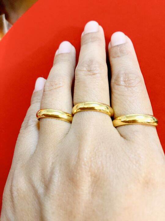 apata-jewelry-แหวนชุบทองแท้24k-แหวนกลมเกลี้ยง-4mm-ชุบเศษทองแท้บล็อคเยาวราช