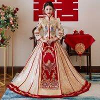 【LZ】☫✺☽  Fato de casamento luxuoso estilo chinês XiuHe vestido de banquete Dragon Phoenix Cheongsam bordado vintage vestido HanFu high-end novo 2022