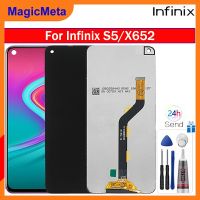 MagicMeta หน้าจอเดิมสำหรับ Infinix S5/X652ชิ้นส่วนจอสัมผัสแอลซีดีของเครื่องแปลงดิจิทัลอะไหล่จอแอลซีดีพร้อมกรอบกลางสำหรับ Infinix S5 X652