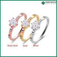 ของขวัญ HBTRED ผู้หญิงเครื่องประดับบางแต่งงาน14K พลอยคริสตัลแหวน