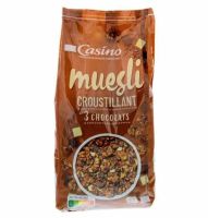 Casino Muesli Croustillant 3 Chocolate คาสิโน มูสลี่ ธัญพืชอบกรอบ ช็อคโกแลต 500g.