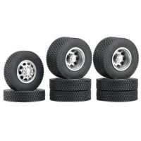 6PCS Hub Rubber Tires Wheel Tyre Complete Set for 1/14 Tamiya RC Trailer Tractor Truck Car